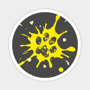 Dog Paw Paint Splash - Yellow Magnet